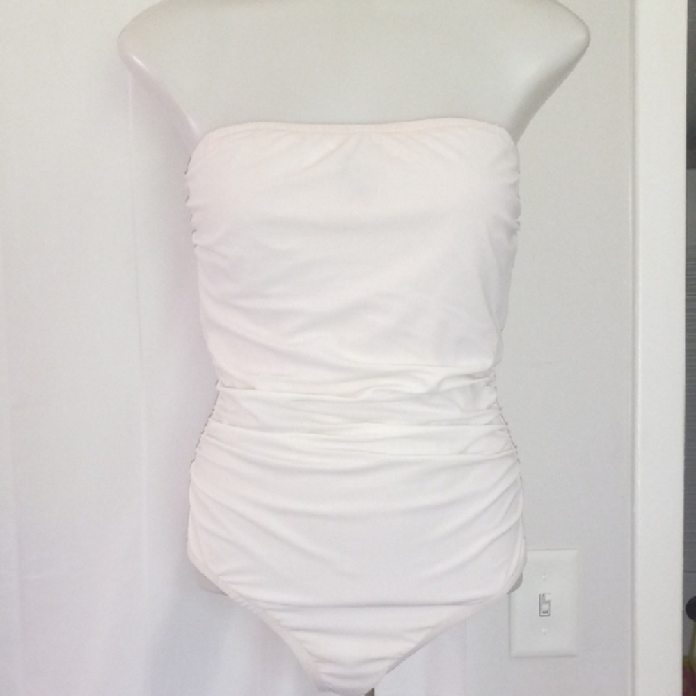 J Crew Strapless White One Piece Swimsuit